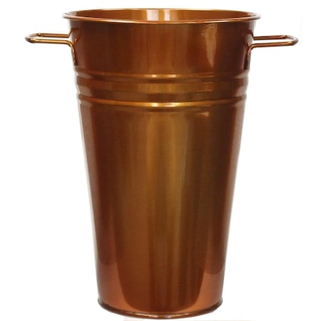 Esteras Tikar 6.5 in. dia. x 9.5 in. Enameled Galvanized Vase; Glazed Caramel ES904566